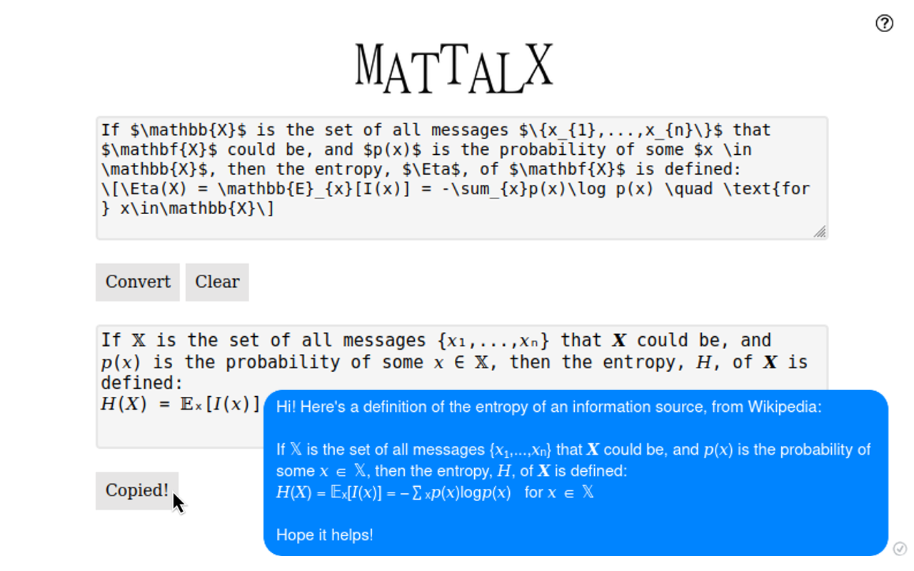 Example MatTalX